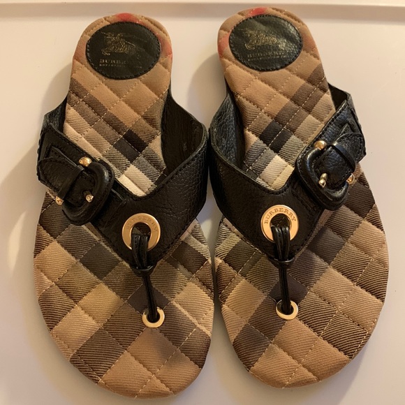 Burberry Shoes - Burberry Nova Print Leather/Cloth Sandals 8.5 EUC